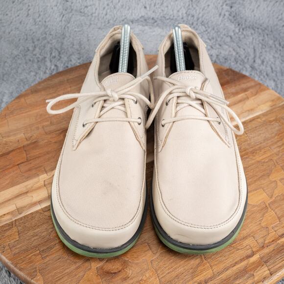 Olukai Honolulu Lace Mesh Casual Shoes in Cream and Green Men's 9 Beach Travel - Picture 2 of 7